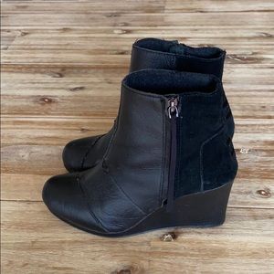 Tom’s Leather Wedge Booties